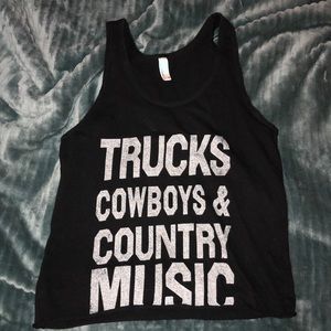 Size xs. Trucks cowboys & country music tank top